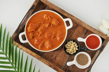 Tasty butter chicken curry dish from Indian cuisine. Tasty butter chicken curry, Murg Makhanwala or...