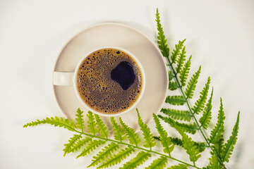 Fresh coffee in mug with isolated background. Black coffee isolated in mug.