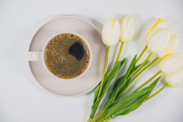 Fresh coffee in mug with isolated background. Black coffee isolated in mug.
