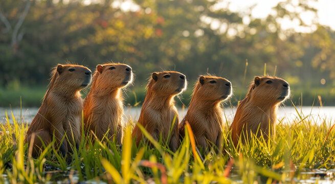 capybara standing in the meadow