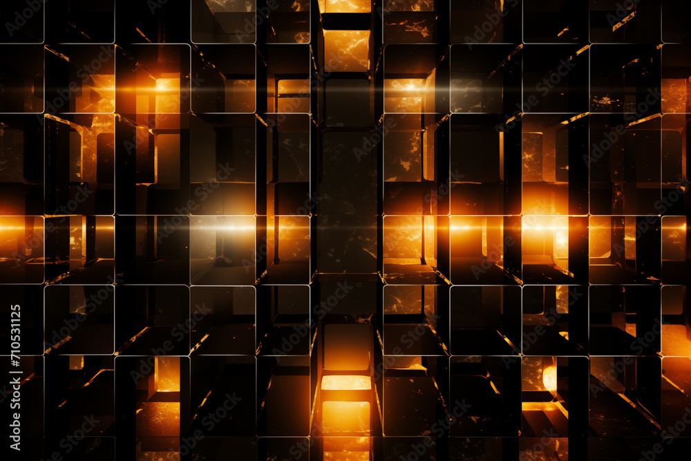 Wall mural abstract background with intricate and glowing geometric shapes.