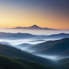 mountains in the fog, landscape with fog, mountains in the morning