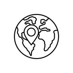 Fototapeta premium Travel around world icons set. International tourism. Planet map navigation. Customizable thin line symbols. Isolated vector outline illustrations. Editable stroke