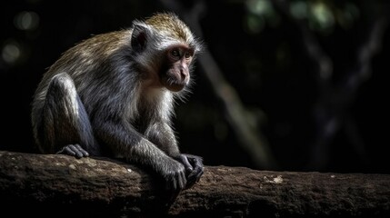 Fototapeta premium Japanese macaque sitting on a tree