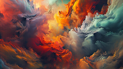 Artistic chaos of colors, smoothly turning into each other, creates an exciting visual symphony