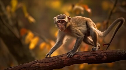 japanese macaque sitting on a tree