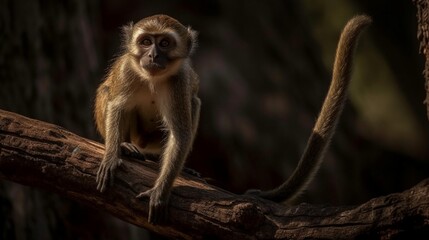 a long macaque sitting