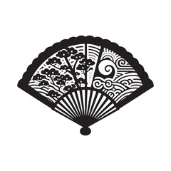 Oriental Elegance Captured: A Mesmerizing Chinese Fans Silhouette Stock Portfolio - Chinese New Year Silhouette - Chinese Fans Vector Stock
