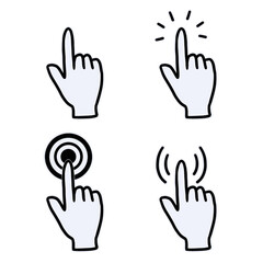 illustration of hand cursor icon set