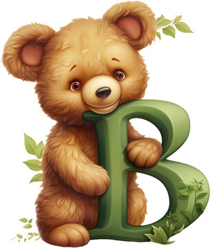 Bear Animal Alphabet letter "B" Alphabet Animal Illustration Clipart  