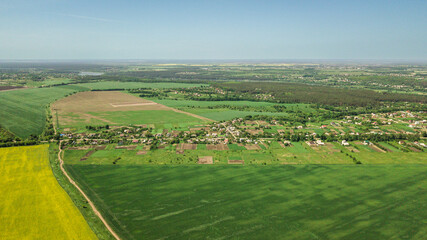 Obraz premium aerial view of farm land. drone shot.