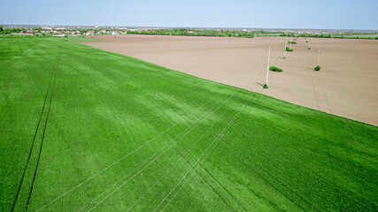 aerial view of farm land. drone shot.