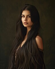 Woman With Long Black Hair Poses for Photo