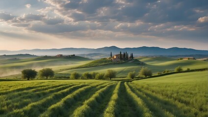 Fototapeta premium fields of Tuscany in the morning