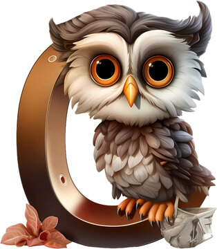 Owl Animal Alphabet letter "O" Alphabet Animal Illustration Clipart  