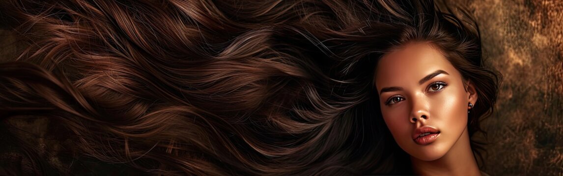 Beautiful brunette woman with long hair