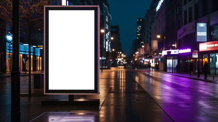 Plakat, Bushaltestelle, Nacht, Stadt, Werbung, Vorlage, Präsentation, generative Ai	