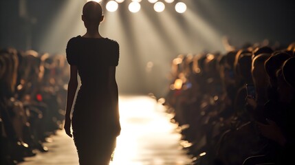 silhouette of a fashion model walking ramp