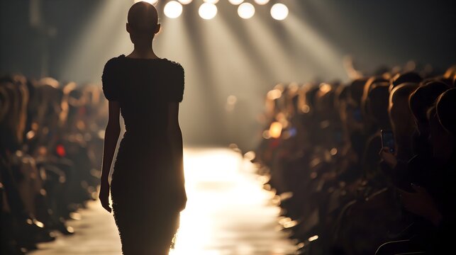 silhouette of a fashion model walking ramp
