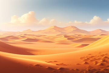 Fototapeta na wymiar A scenic desert landscape showcasing towering sand dunes set against a majestic backdrop of rugged mountains, An endless desert with sand dunes stretching to the horizon, AI Generated