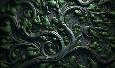 A seamless tileable jade tree pattern, spiral carvings, octane renderer, trending on CGsociety. Geneative Ai

 - obrazy, fototapety, plakaty