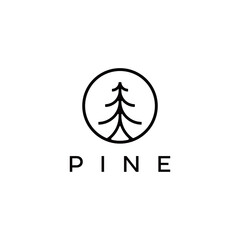 Pine Tree Logo With Simple And Modern Line Design