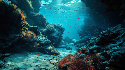 Fototapeta na wymiar The composition of underwater caulds, creating a unique underwater landscape