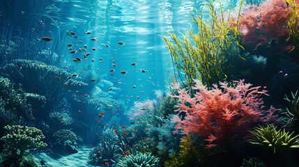 The flourishing underwater garden, where caulds are like colored brushes in a skilled hand of natu