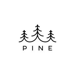 Pine Tree Logo With Simple And Abstract Line Illustration Design