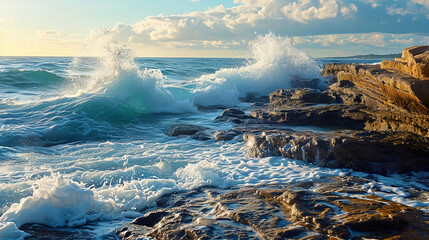 The riot of the ocean brings a spectacle when the waves break on solid cliffs, creating water casc