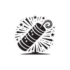 Illuminating the Night: Intricate Chinese Firecrackers Silhouette Stock Series Tailored for Your Creative Ventures - Chinese New Year Silhouette - Chinese Firecrackers Vector Stock
