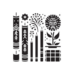 Dazzling Pyrotechnic Display: An Array of Chinese Firecrackers Silhouette Stock Imagery - Chinese New Year Silhouette - Chinese Firecrackers Vector Stock
