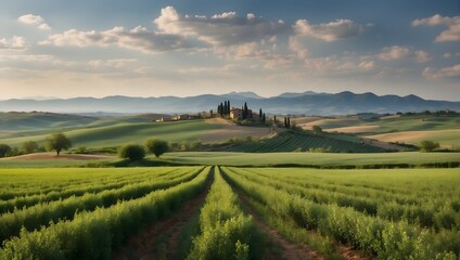 Naklejka premium fields of Tuscany in the morning
