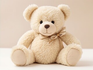 Adorable Cream Teddy Bear with Silky Bow