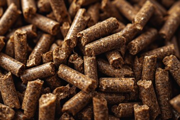 Close-Up View of Brown Pellet Texture Highlighting Sustainable Biomass Energy