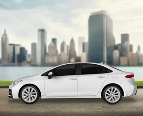 car side view in city