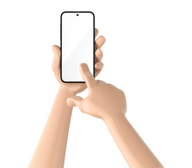 Cartoon Hand with Phone on white background