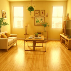 Mockup frame in living room interior