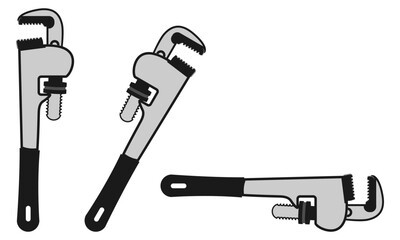 pipe wrench vector. flat design vector illustration of mechanical tools isolated on white background.