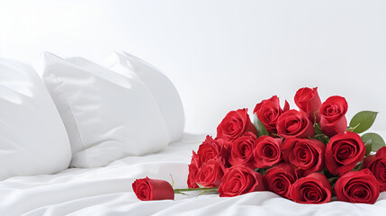 Red roses on the bed Generated AI