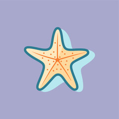 cute blue star fish flat vector