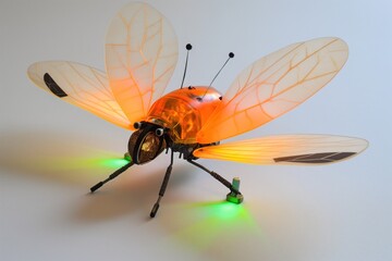 robotic futuristic robot firefly bug insect . generative ai
