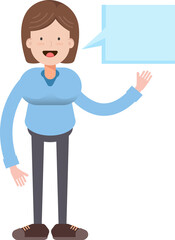 Woman Character and Speech Bubble
