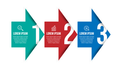 Simple infographic business with 3 parts or steps, there are icons, text, numbers. Can be used for presentation banners, workflow layouts, process diagrams, flow charts, infographics, your business pr