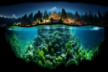 Foto auf Acrylglas Impacts of global warming on wildlife and ecosystems. melting glaciers, dying coral reefs, floods © Iuliia