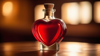 Heart-shaped Love Potion Bottle Greeting Card: Celebrate the charm and romance of Valentine's Day. The banner. Free space for text insertion