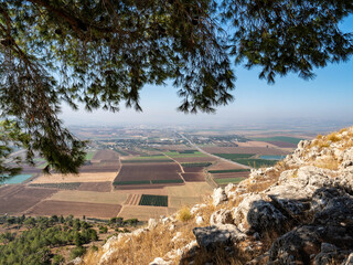 view from the top of the mountain, View of the Lower Galilee from the Mount Precipice, Nazareth,...