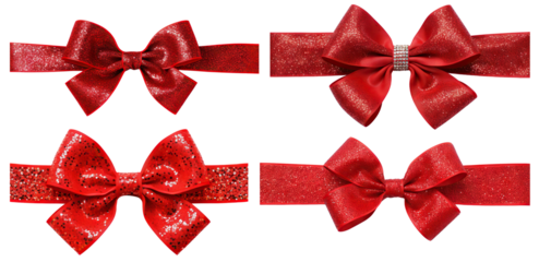 Set of red ribbons and bows, cut out