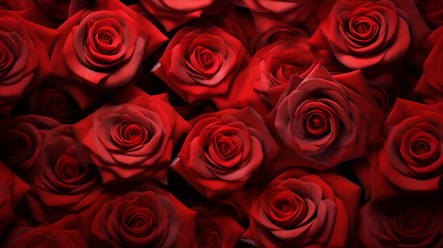 Natural red roses background generated AI