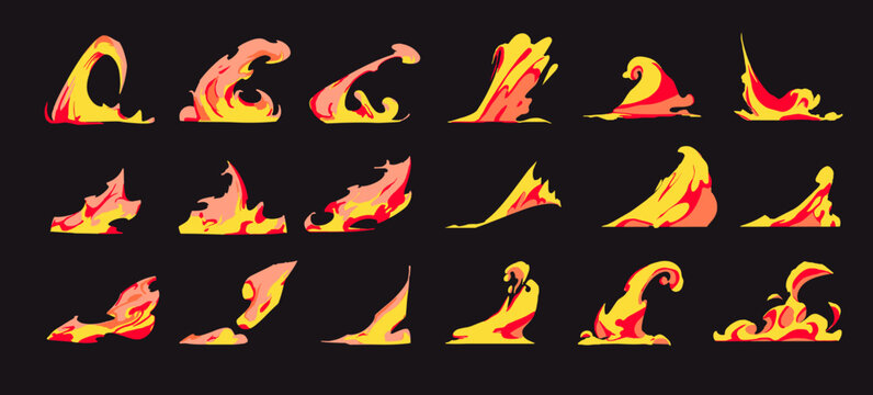 Vector graphic of orange smoke and fire, perfect for animation design, illustration, carton, anime, CG game art, tactical design, etc.